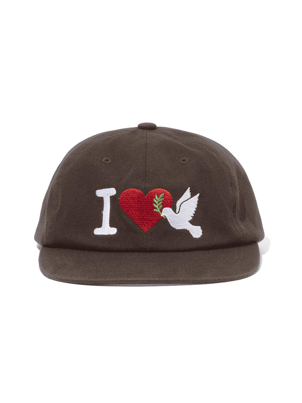 I Love Peace Washed Cap Brown