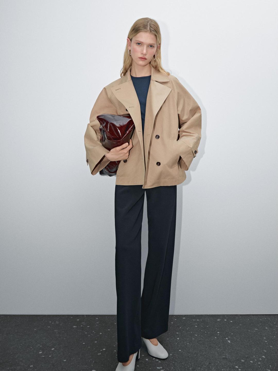 쇼트 워터 프루프 케이프 트렌치코트