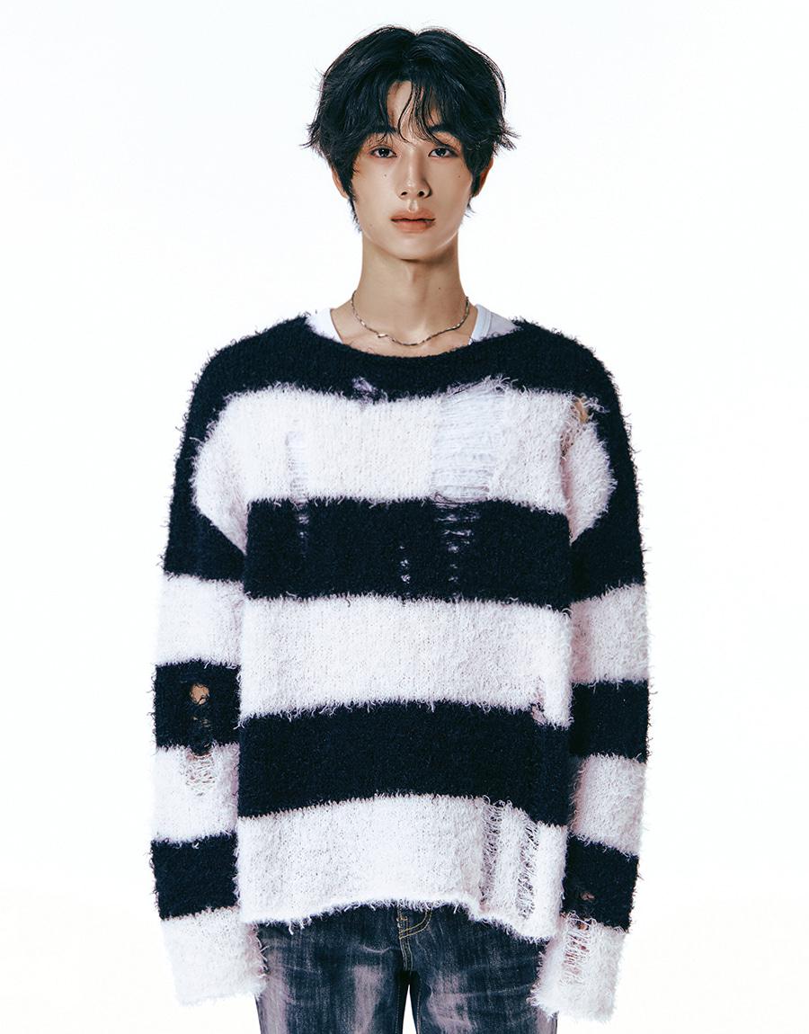 [0084] Destroyed Stripe Knit - Light Pink