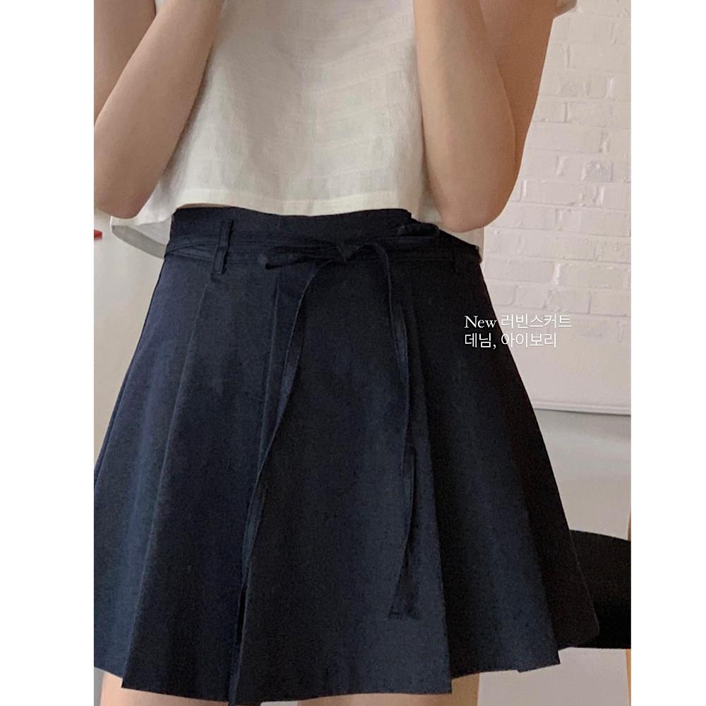 (원가이하sale/당일) miel 미엘 러빈 리본 핀턱 스커트