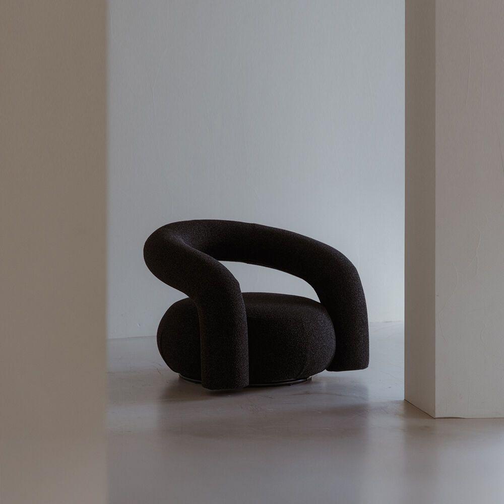 스완 1인용 소파 회전형 라운지 폴란드 부클레 패브릭 블랙