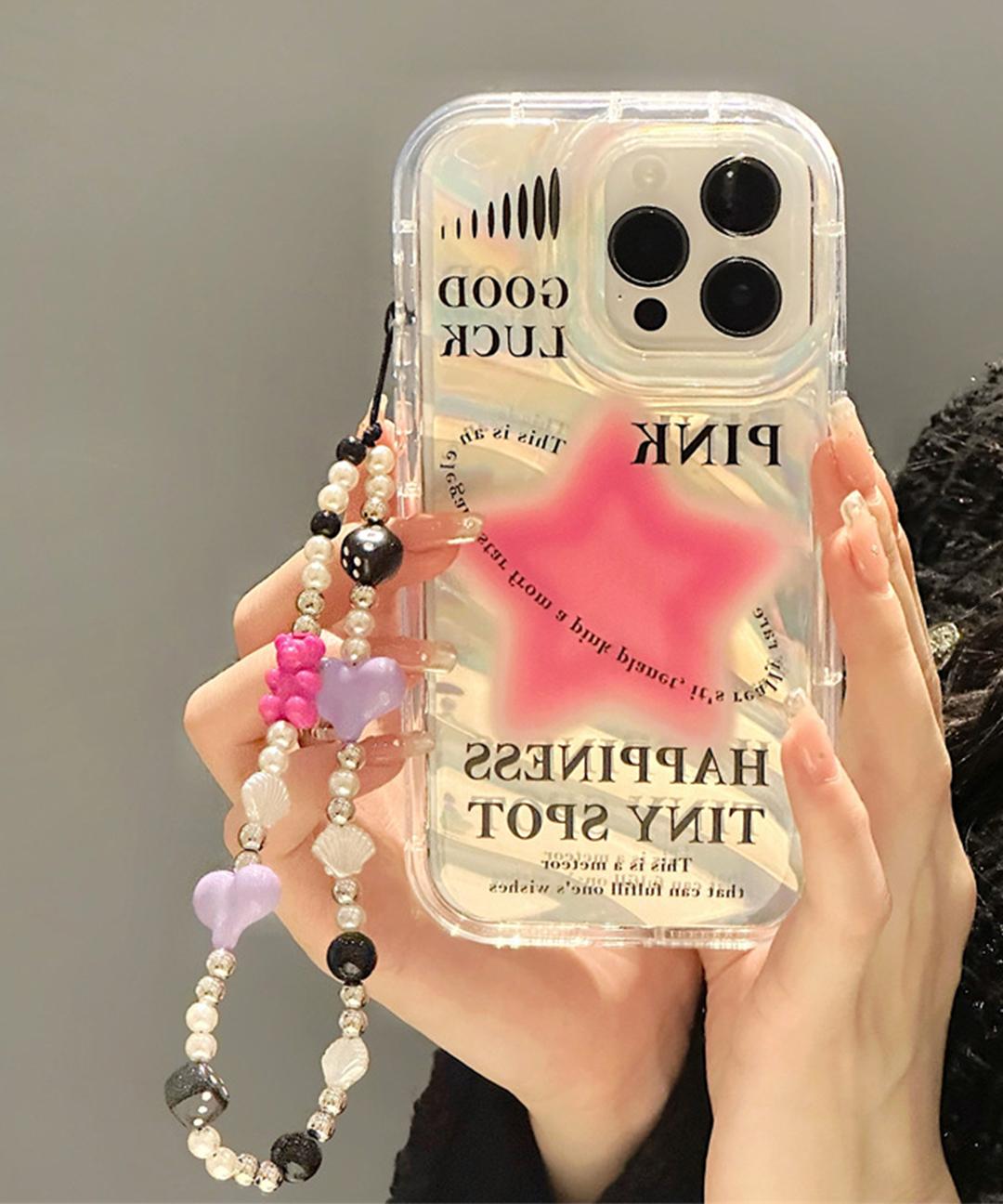 귀여운 아이폰 핑크스타 홀로그램 실버 투명 젤리 실리콘 스트랩 Y2K 우정 유니크 키치 힙 실리콘 젤리 핸드폰 휴대폰 애플 폰 케이스 아이폰케이스 11 12 프로 13 14 15