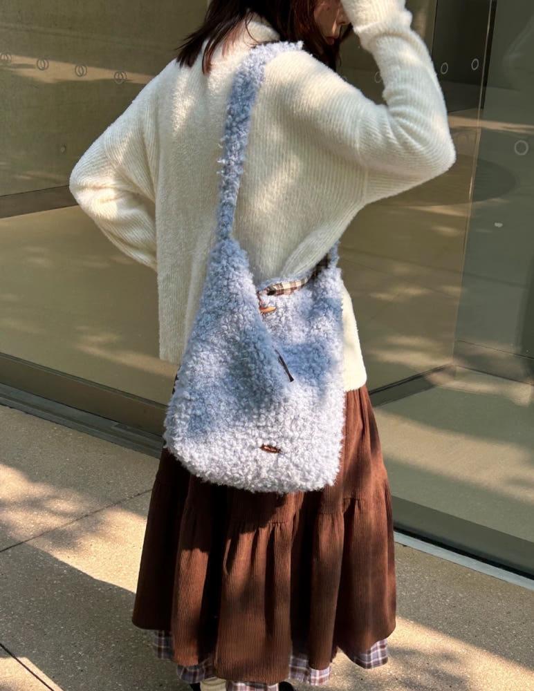 NotheCase 'Blue Market' 소프트 퍼 대용량 숄더백