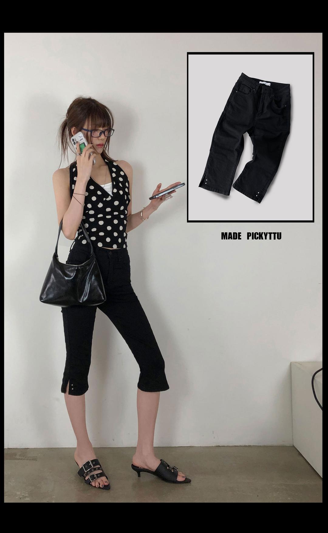 [ PICKYTTU MADE / 7/17일 출고시작 예정]  루루카프리 스터드 팬츠 - S,M, L