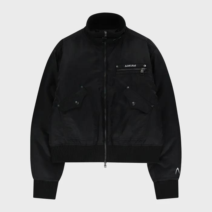 High-Neck Bomber Jacket (Black)