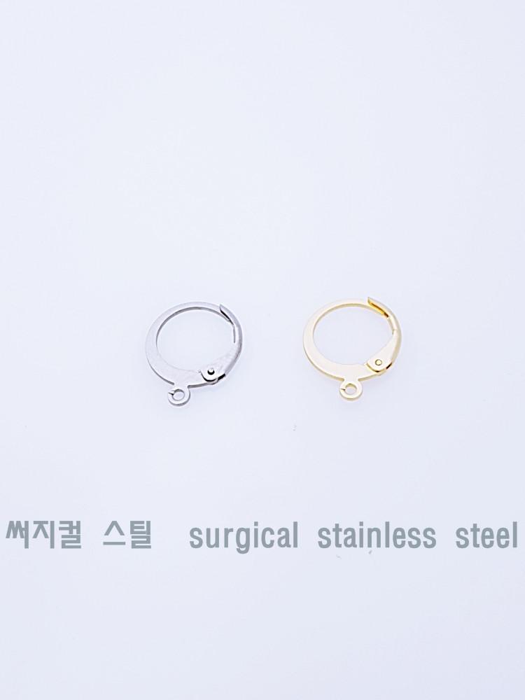 10개 써지컬스틸 귀걸이 재료 원터치 링 훅 고리 침 부자재