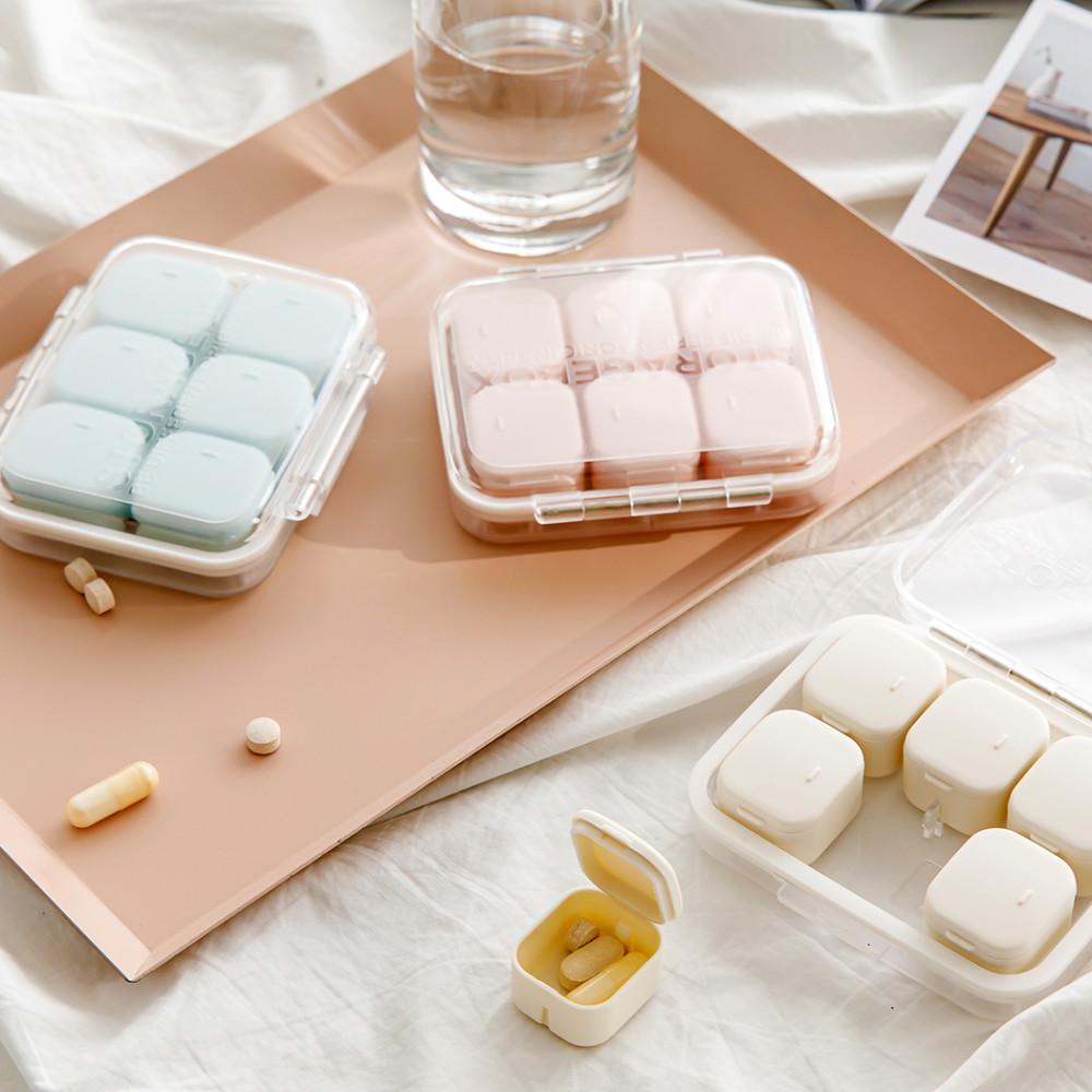 큐브 모듈형 칸칸수납 휴대용 약통 알약 케이스 (4color)