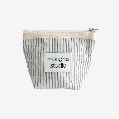 zipper pouch - stripe ivory