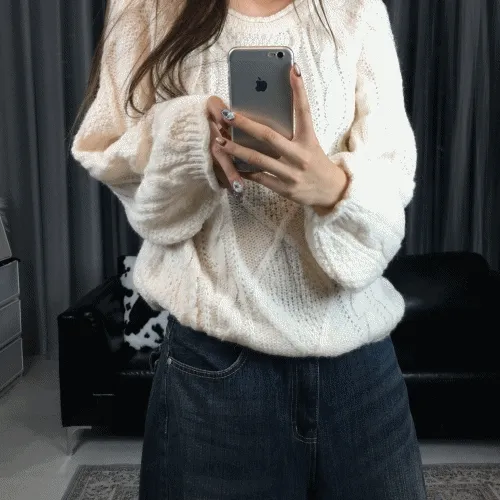 이브 꽈배기 울 니트 (4color)