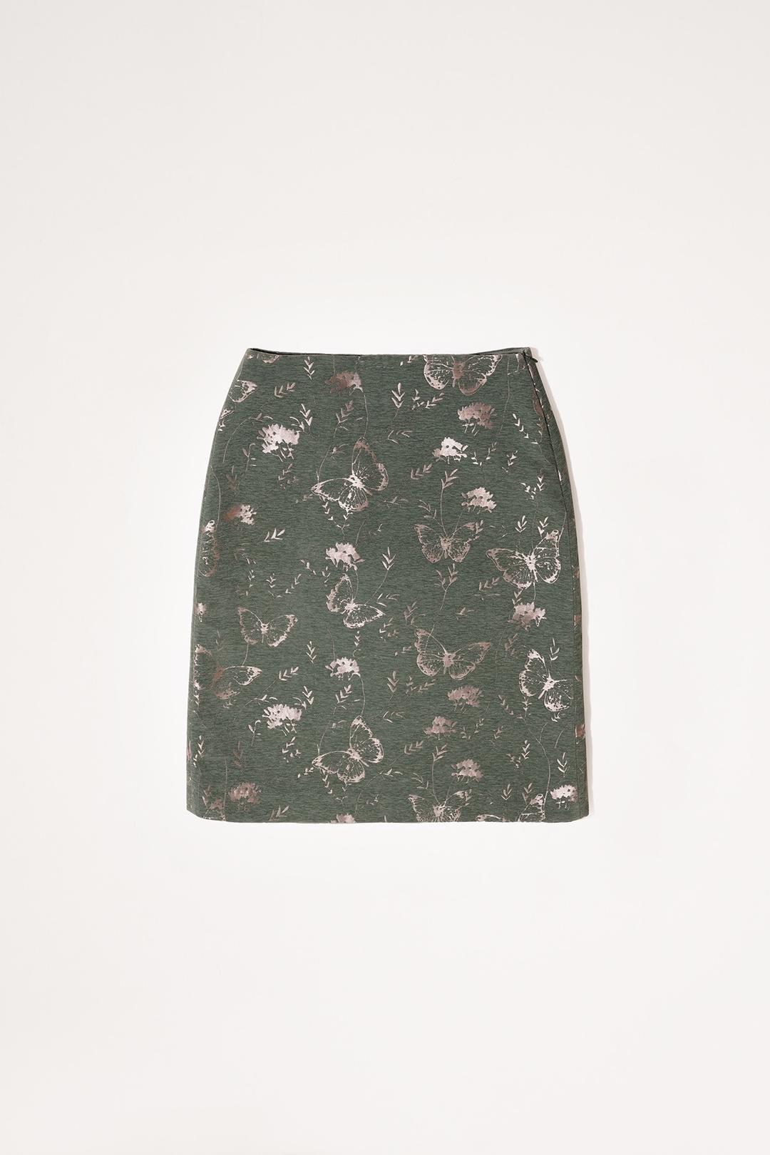 [2ND] JACQUARD MIDI SKIRT BUTTERFLY GREEN