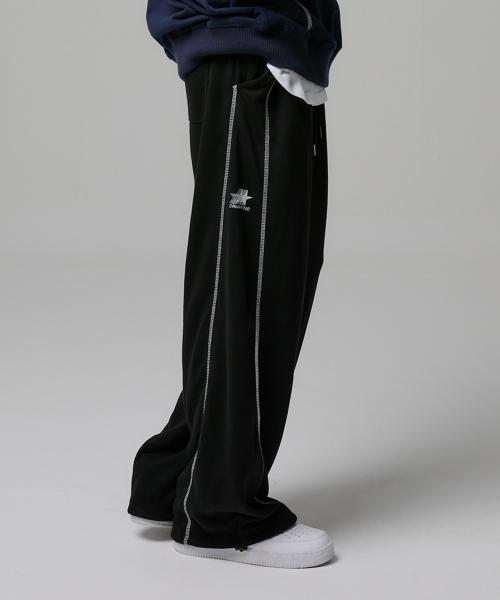 크럼프(CRUMP)  스티치 와이드 스웨트 팬츠 [블랙] - 사이즈 & 후기 | 무신사