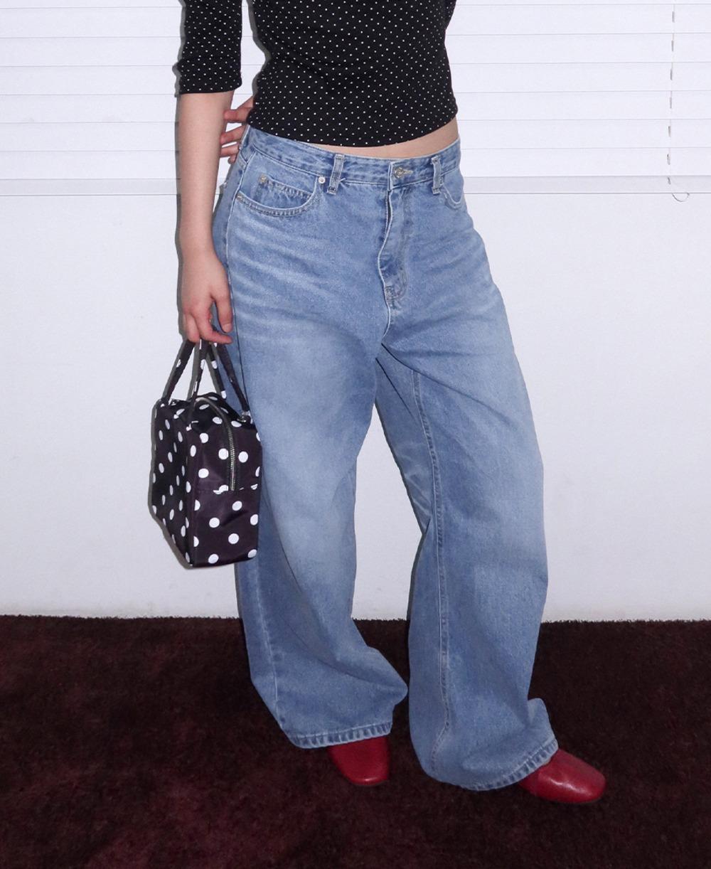 위시 중청 와이드 데님팬츠