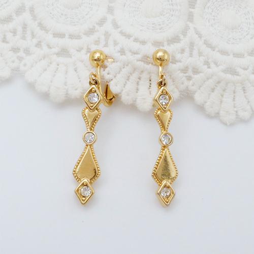 Avon 골드 앤 클리어 댕글 클립이어링