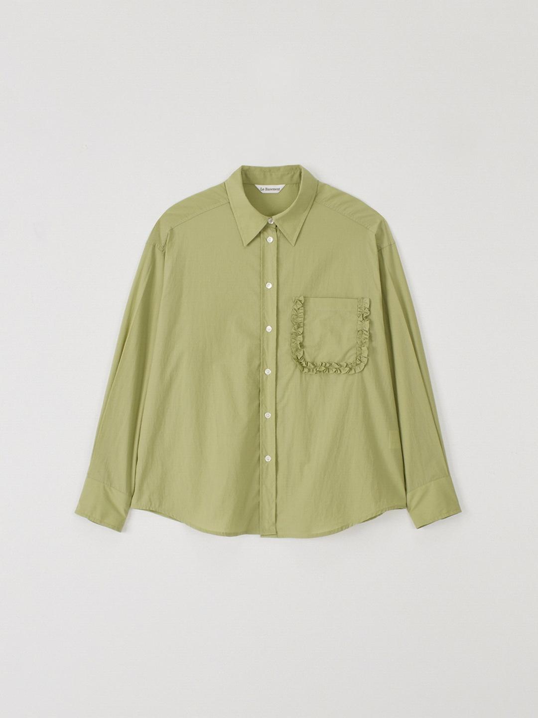 [2nd Re-order] Frill Pocket Shirt - Olive