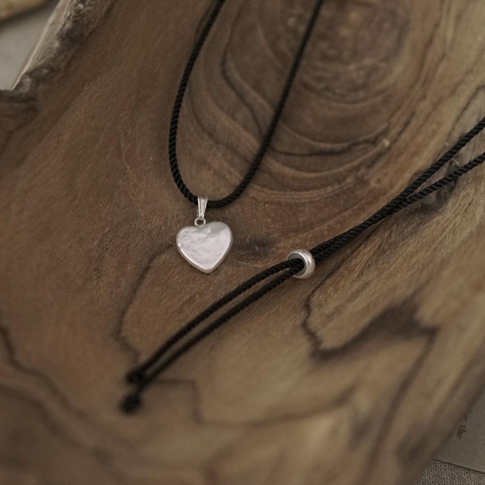 하트 바로크 진주 스트링 목걸이 실버 925 천연 담수 못난이 컬러 진주