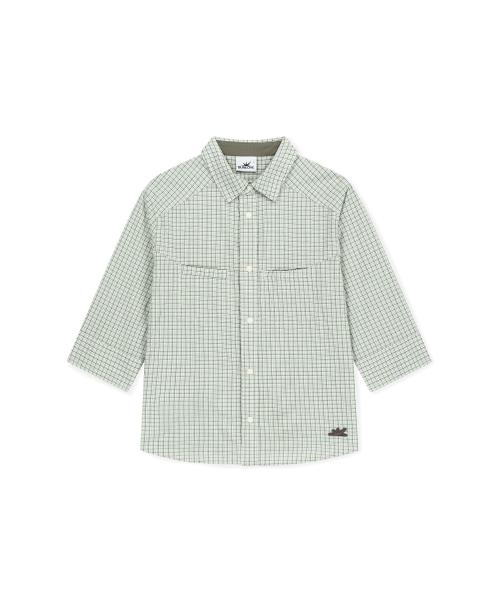 W Plaid 3/4 Sleeve Shirt Green