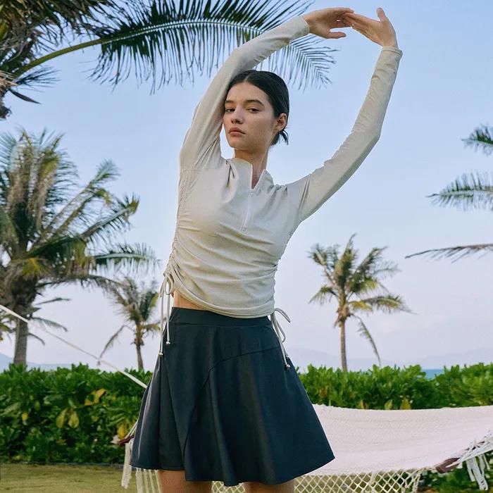 [5차 리오더]String Half Zip-up Rash Guard[LMBDSW232]-Greige