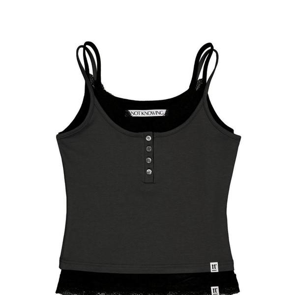 Lace Layered Cami Set (CHACOAL)