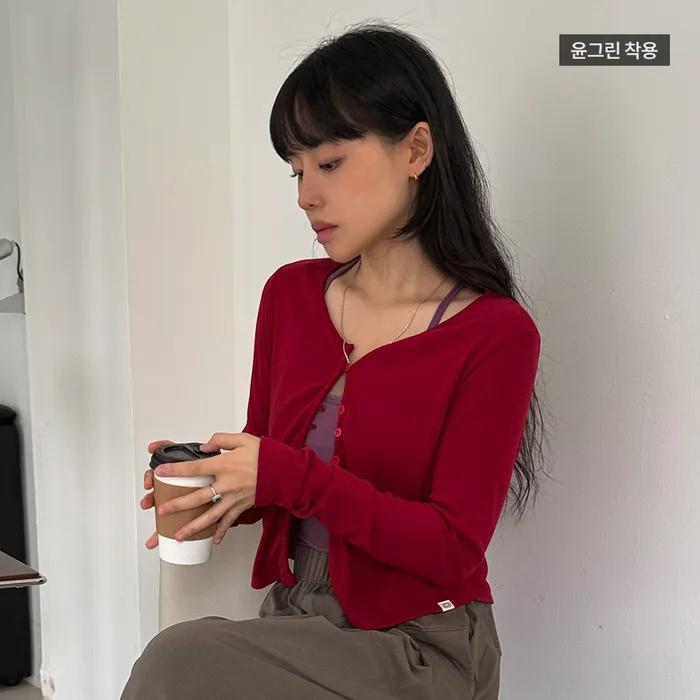 [윤그린 착용] Soft Tale Cardigan (Red)