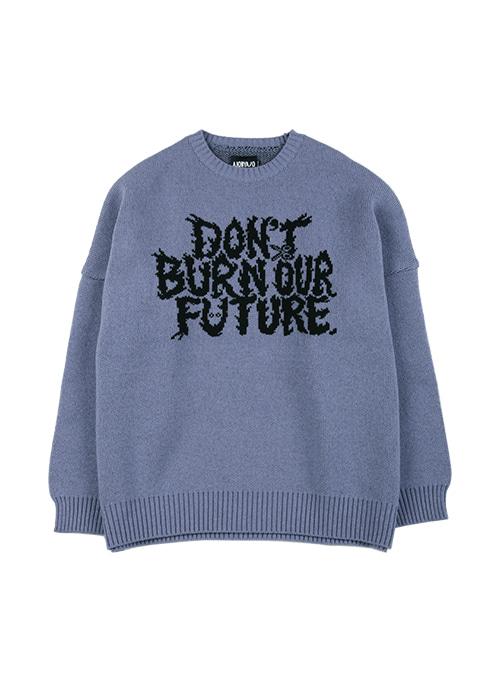 Oversized Slogan Wool Knit Sweater [LILAC]