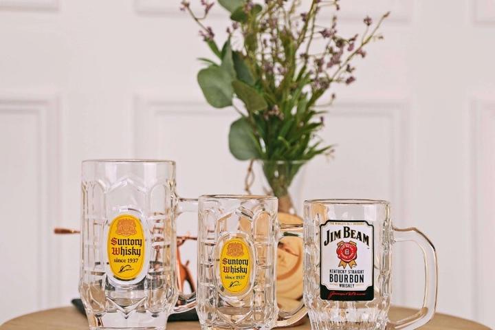 산토리 하이볼잔 일본 수입 맥주컵 전용 위스키 글라스 375ml