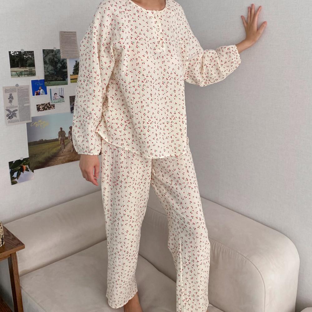 체리 요루면 여성 잠옷 세트