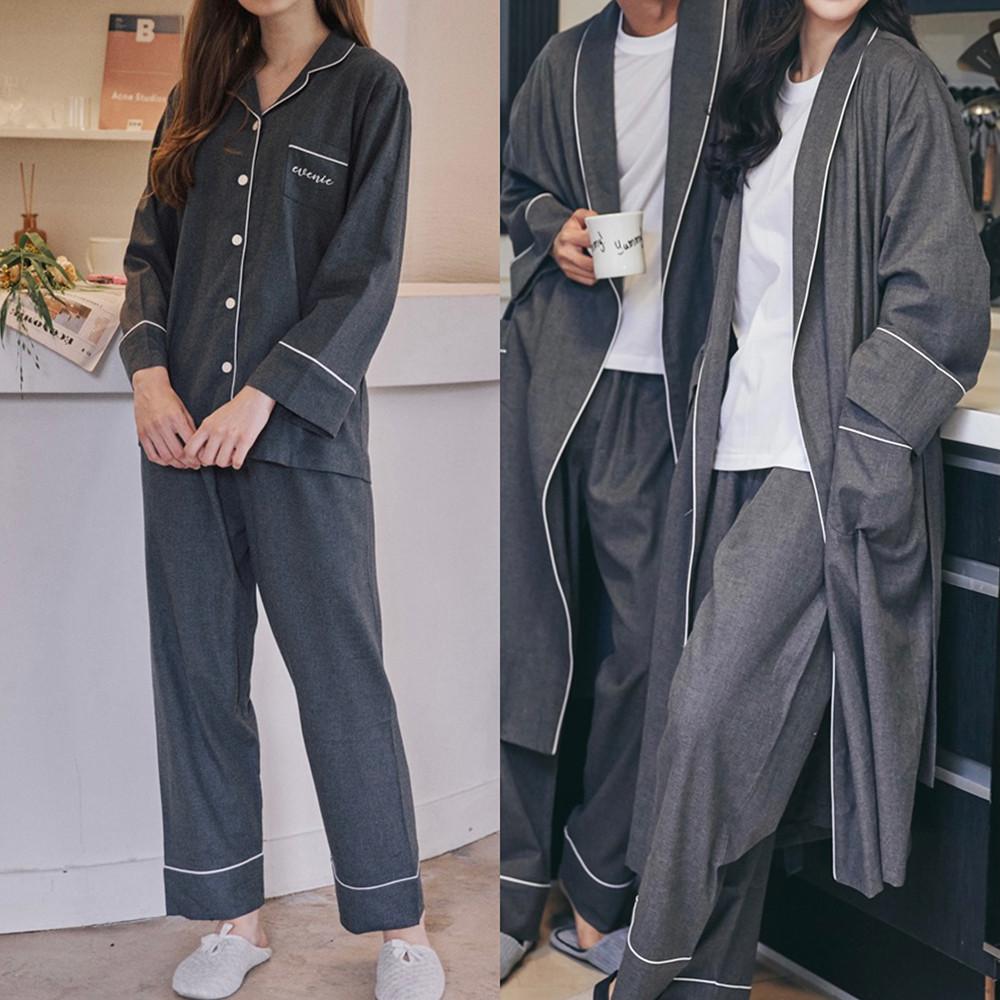 커플 가운 파자마 순면 로브 잠옷 수면 여성 남성 실내 가운