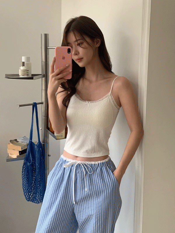 유어에르 [말랑패드+말랑원단][패드고정][3color] 퓨어 글리터 레이스 브라탑편한 패드 안빠지는 캡내장 캡나시 가디건 레이어드