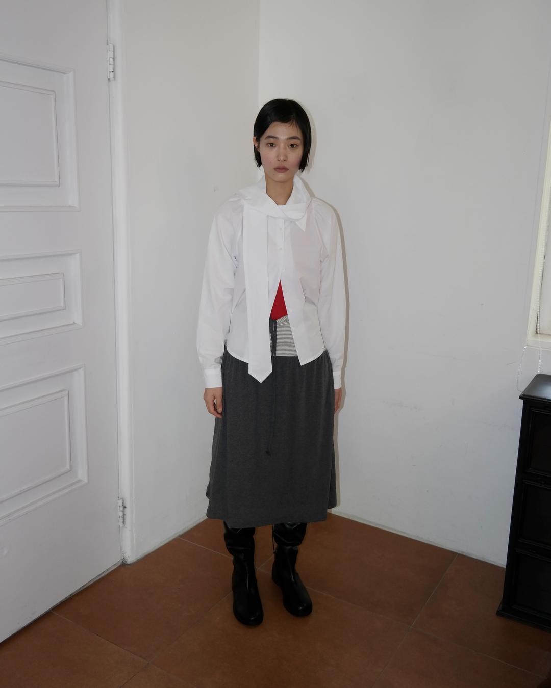 이알알 layered tie shirt_white