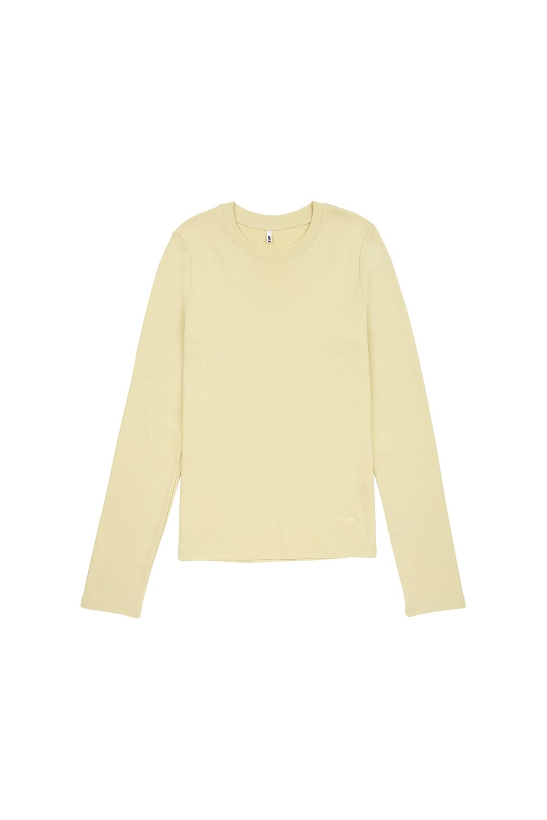 BASIC SIMPLE ROUND LONG SLEEVE T SHIRT, LEMON