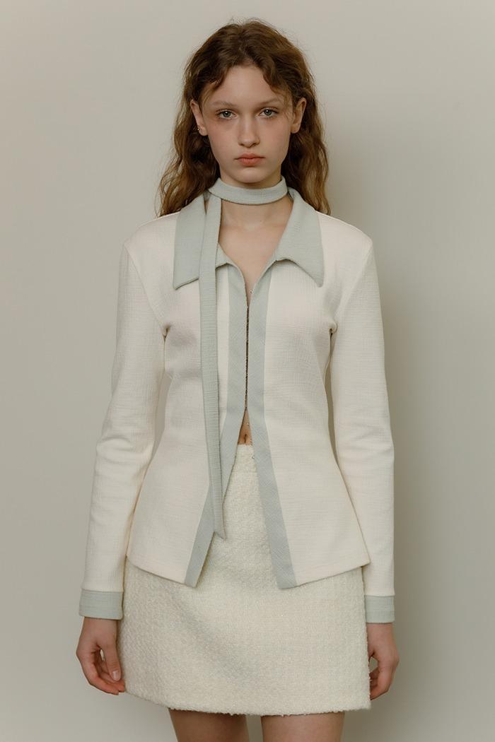 Slim fit hook scarf shirt (mint)