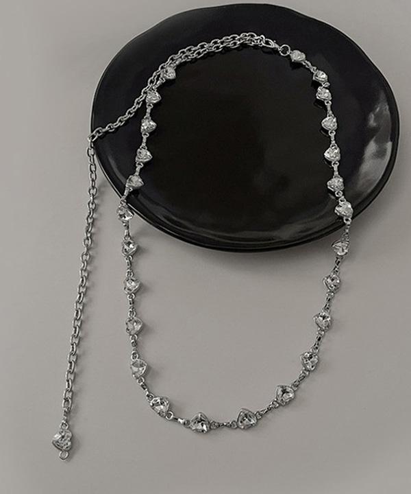 무료배송 하트 큐빅 벨트체인 (실버)