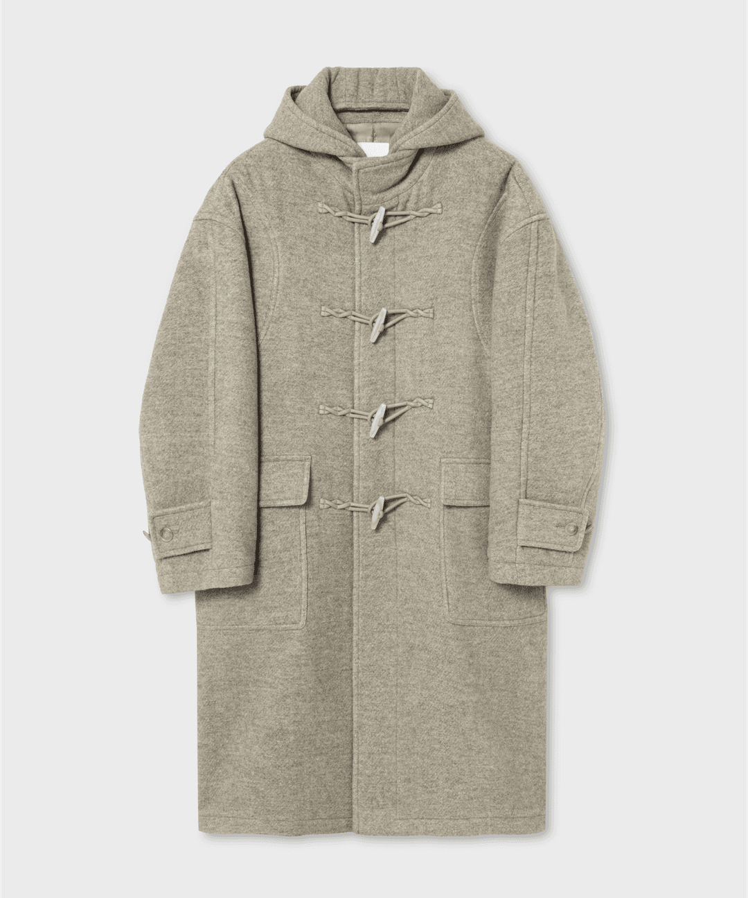 디테처블 후드 더플 코트_BEIGE