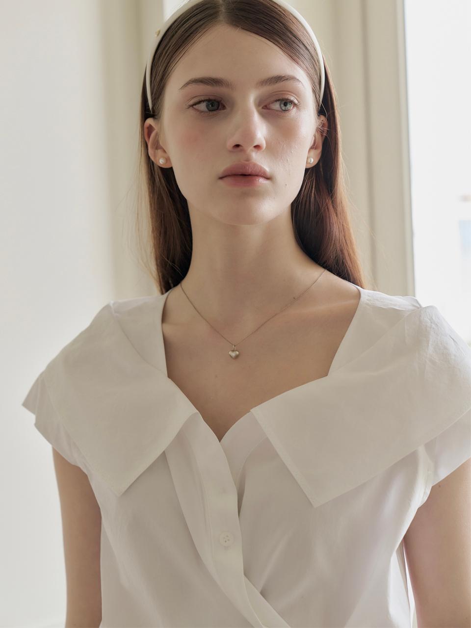 카라 랩 셔츠 블라우스_White
