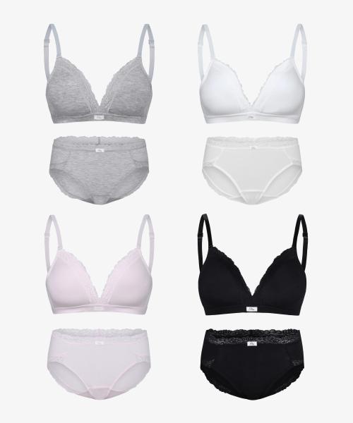 [세트] 러버스 노와이어 브라+팬티 3종 택1 세트 5colors(FI261BR01F010067)