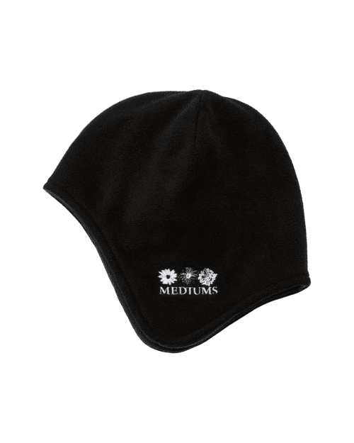 Sunflower Logo Ear Flap Fleece Beanie - Black (해바라기 로고 이어플랩 플리스 비니)