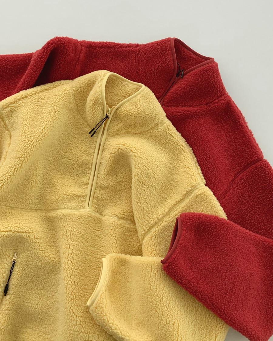 컬러 하프 집 플리스 풀오버