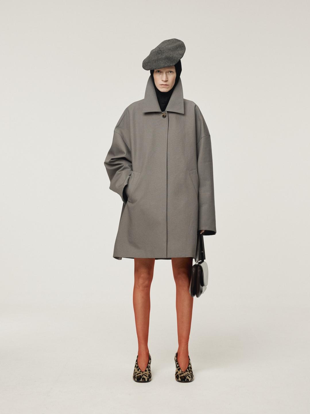 OVERSIZED HALF COAT (STONE GREY)