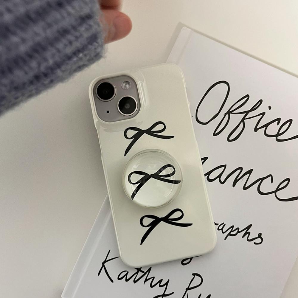 리본 유광 하드케이스 아이폰 케이스(라임크림)