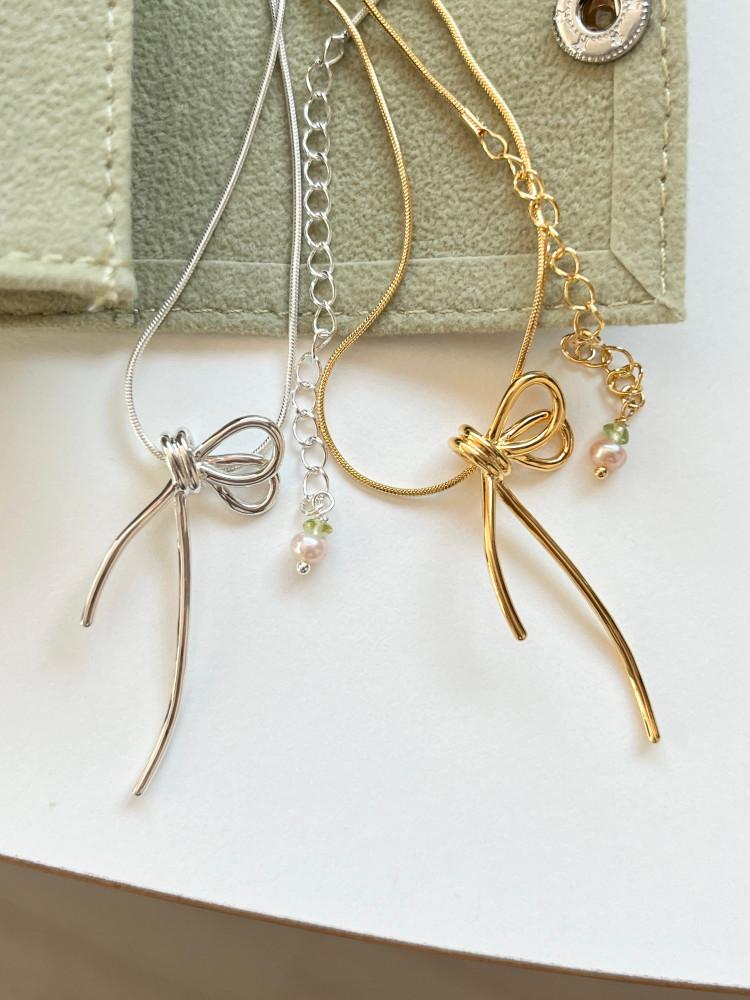 925실버 오호 무드 리본 타이 목걸이