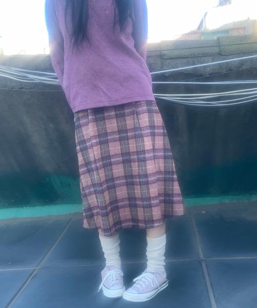 (Vintage)Wool Check Warm Skirt