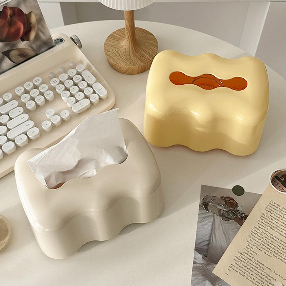 [가벼운선물] 크림 웨이브 휴지케이스 오브제 휴지케이스 모던 티슈커버