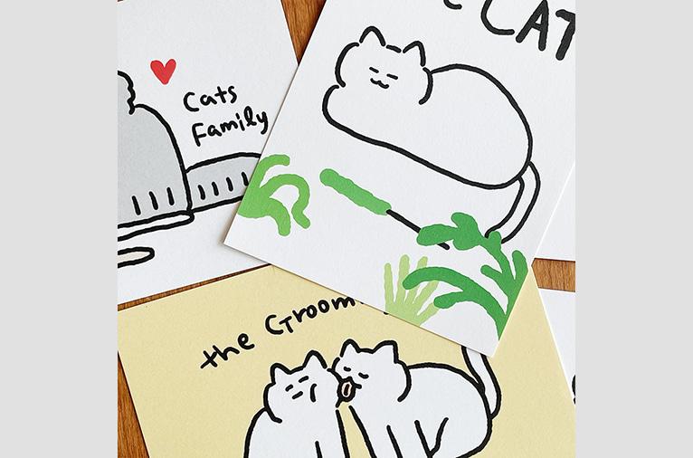 [버라이어티숨] 고양이 엽서 4종 (3차입고)