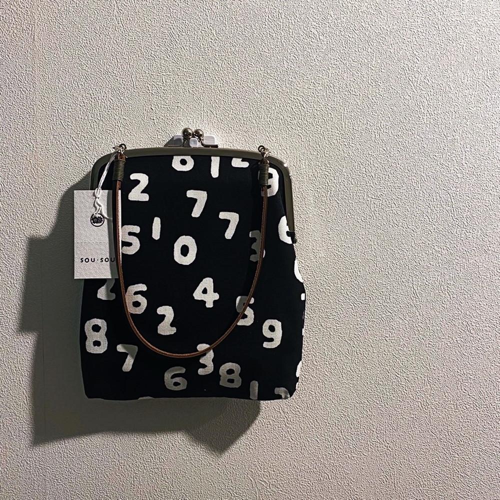 (기본35cm 토트끈포함) 소우소우 가마구치 숫자패턴 파우치 미니 숄더백