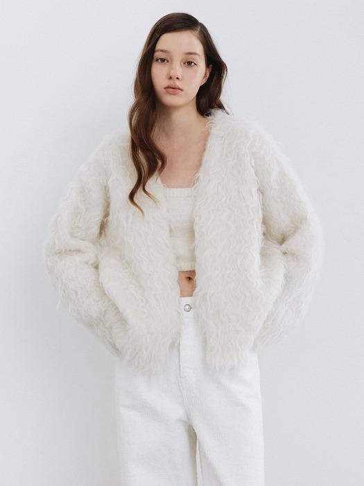 WAVY FLUFF LONG HAIR WOOL KNIT CARDIGAN_TT5W301IV