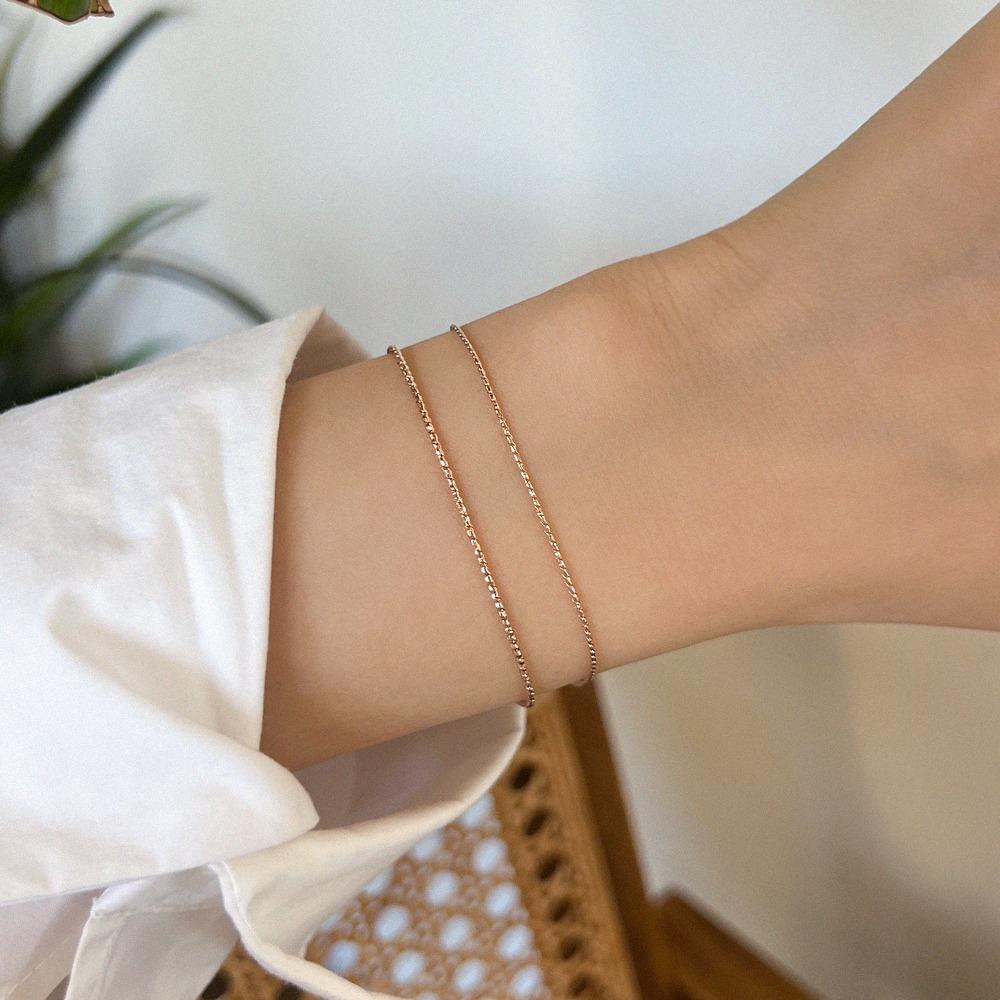 14k 18k 스냅 컷팅 데일리 실 체인팔찌 2종