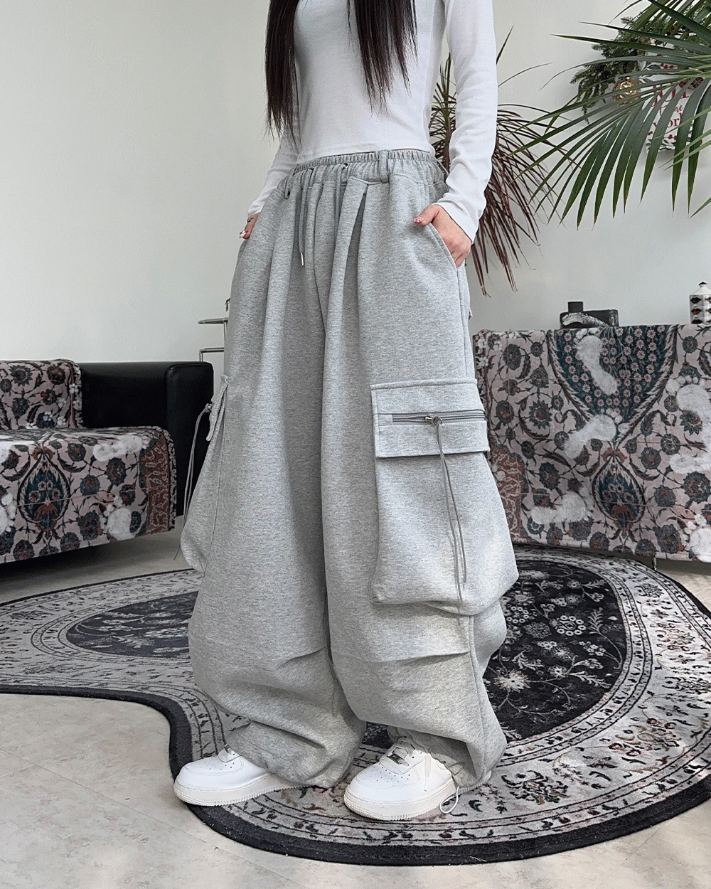 페로 지퍼 카고 스웨트팬츠