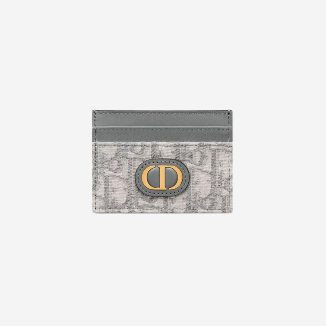 Dior 30 Montaigne Five Slot Card Holder Gray Dior Oblique Jacquard