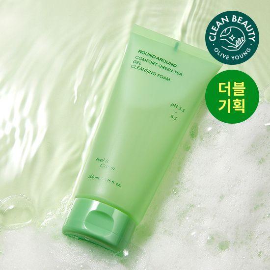 [리뉴얼]라운드어라운드 컴포트 그린티 약산성 클렌징 젤 폼 200ml 더블기획