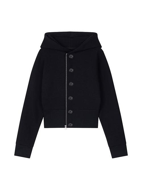 [pre-order] button 2way zip-up, black